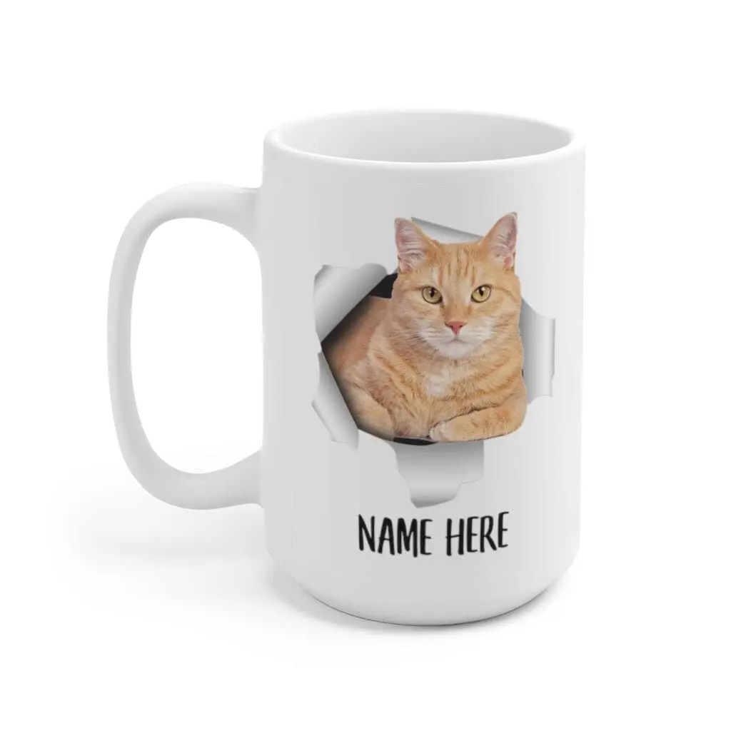 Lovesout Funny Personalized Name Tabby Cat Orange Custom Text Christmas 2026 Gifts White Coffee Mug 443ml (15oz) | Unique Gift for Cat Lovers - view 3