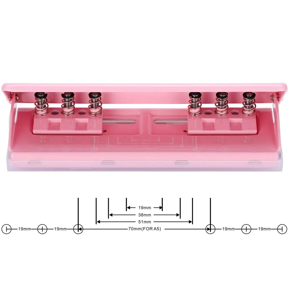 WORKLION Adjustable 6 Hole Punch: Metal Six Hole Puncher for Planners and 6-Ring Binders with 6 Sheet Capacity for A4 / A5 / A6 / Personal/Pocket Size (Pink) - view 2