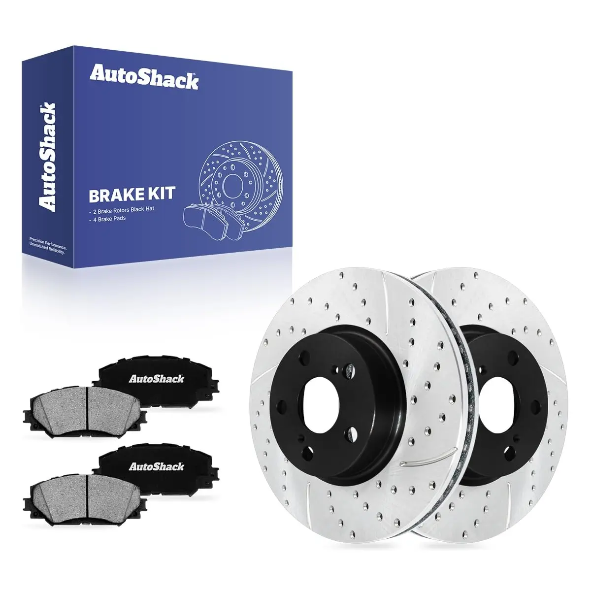 AutoShack Front Vented E-Coated Rotors 10.83" (275 mm) & Ceramic Pads | Reliable Brake Kit for Toyota & Pontiac - main product image
