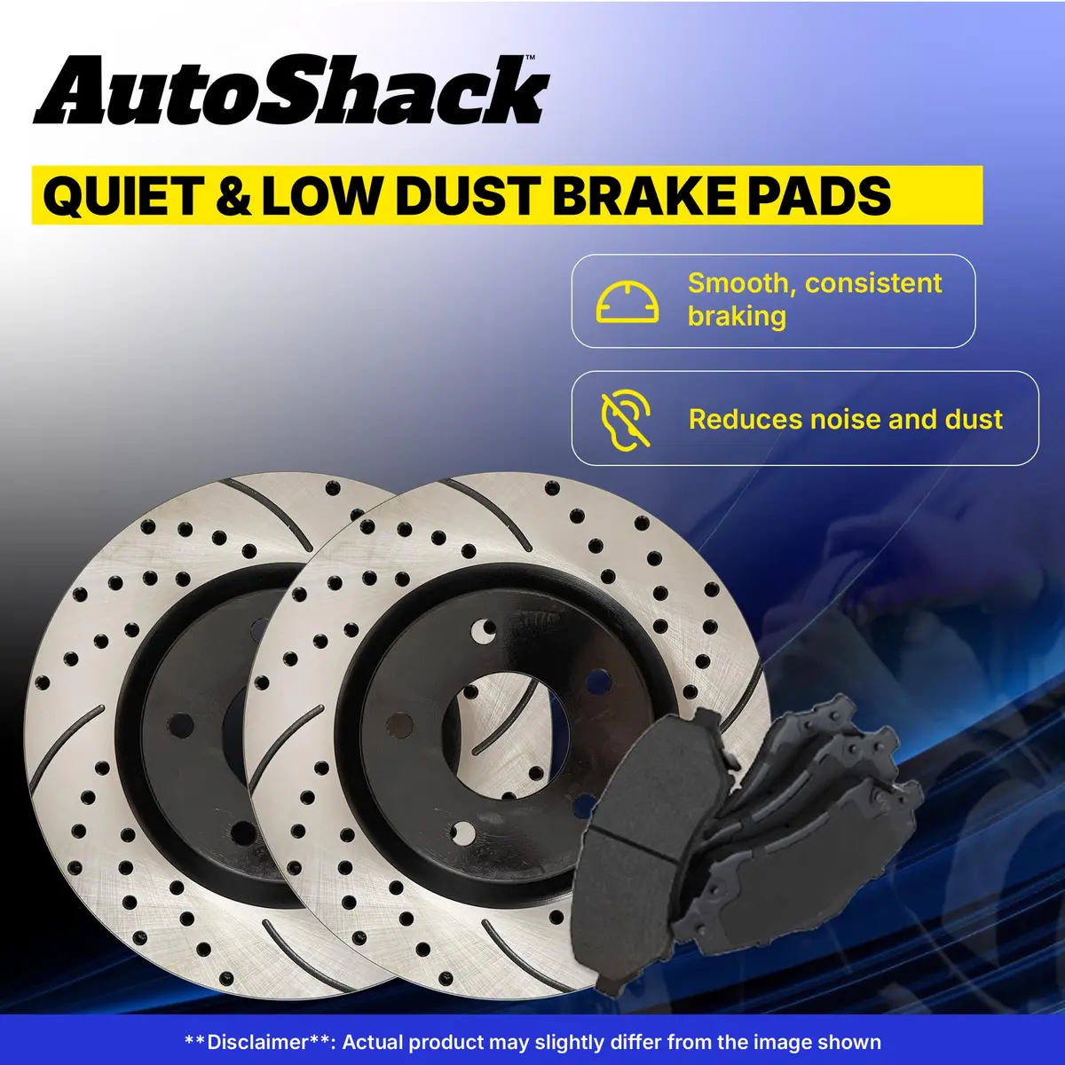 AutoShack Front Vented E-Coated Rotors 10.83" (275 mm) & Ceramic Pads | Reliable Brake Kit for Toyota & Pontiac - view 6