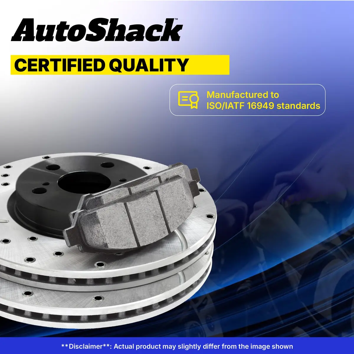 AutoShack Front Vented E-Coated Rotors 10.83" (275 mm) & Ceramic Pads | Reliable Brake Kit for Toyota & Pontiac - view 7