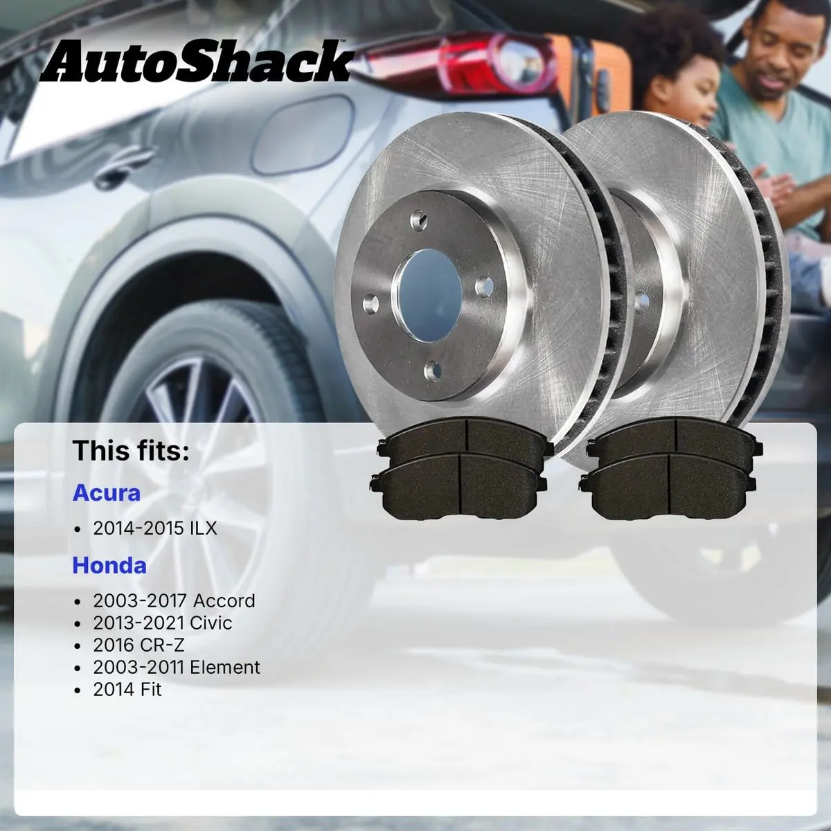 AutoShack Front Brake Rotors Vented 11.1" (281.95 mm) & Ceramic Pads | Dependable Stopping Performance - view 2