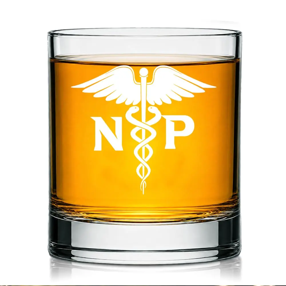 AGMDESIGN Nurse Practitioner Whiskey Glass 11 oz | Double Sided Funny Good Day Bad Day - main product image