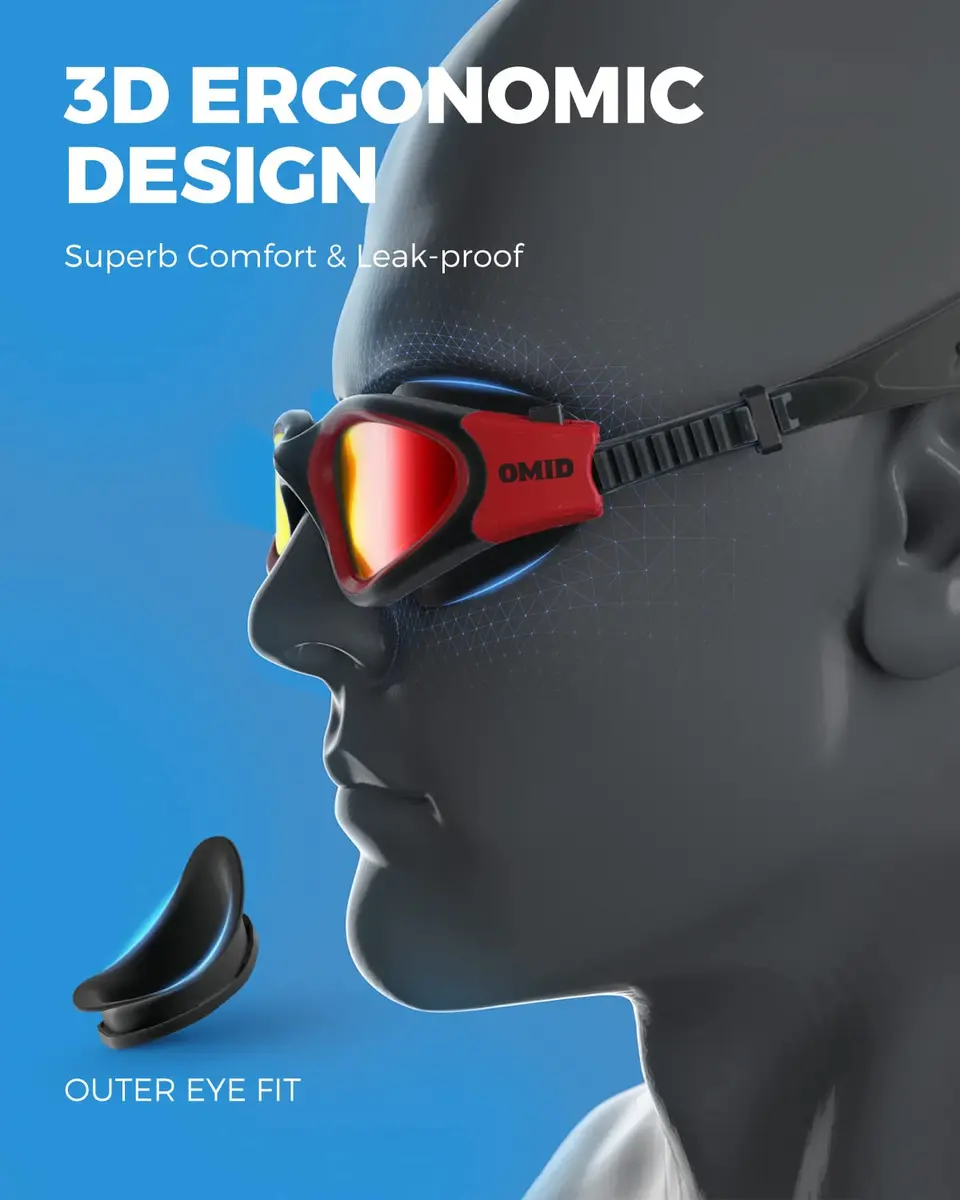 OMID Polarized Swim Goggles for Adults | 180° Wide View Anti-fog, UV Protection, Leak-proof - view 5
