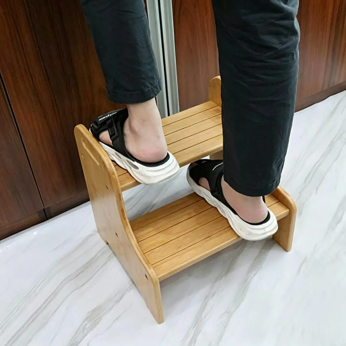 VaeFae Bamboo 2-Step Stool | Natural Bamboo, Stable & Non-Slip, Easy Assembly (70-120 chars) - view 4