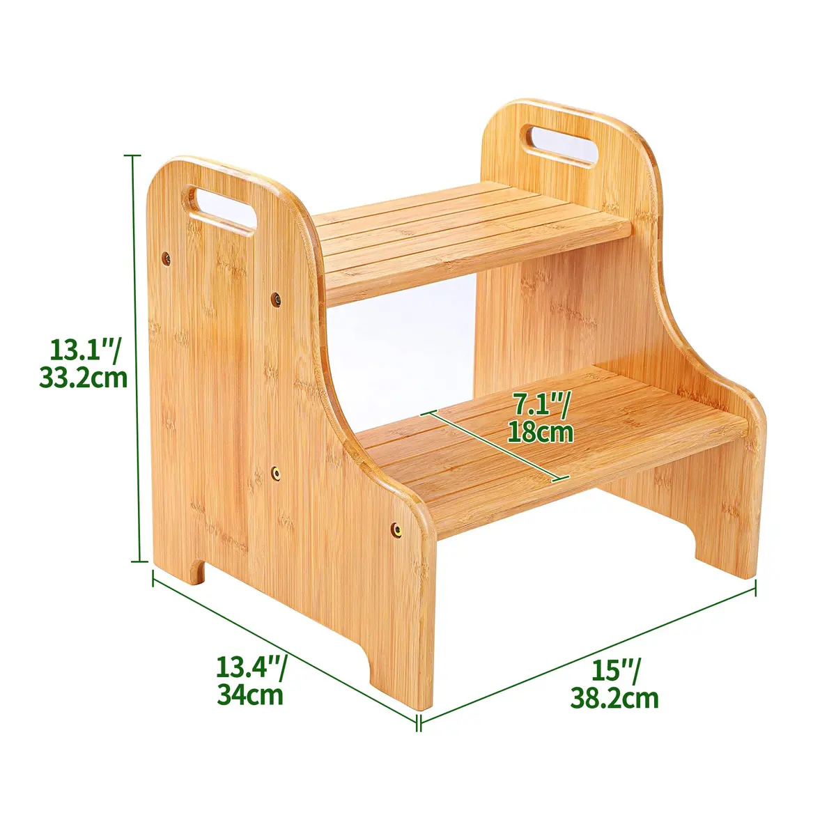 VaeFae Bamboo 2-Step Stool | Natural Bamboo, Stable & Non-Slip, Easy Assembly (70-120 chars) - view 2