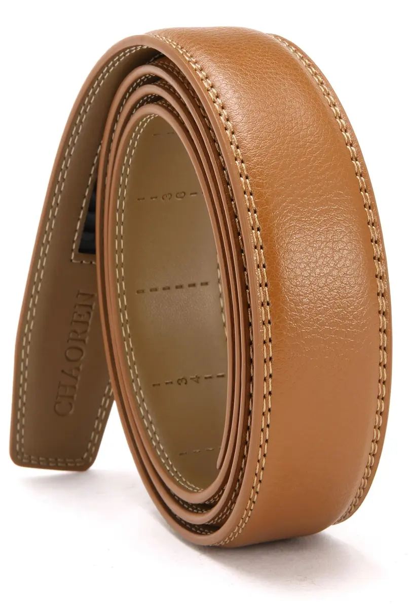CHAOREN Ratchet Belt Replacement Strap 1 1/4" Litchi Light Brown | Genuine Leather, Adjustable Fit - main product image