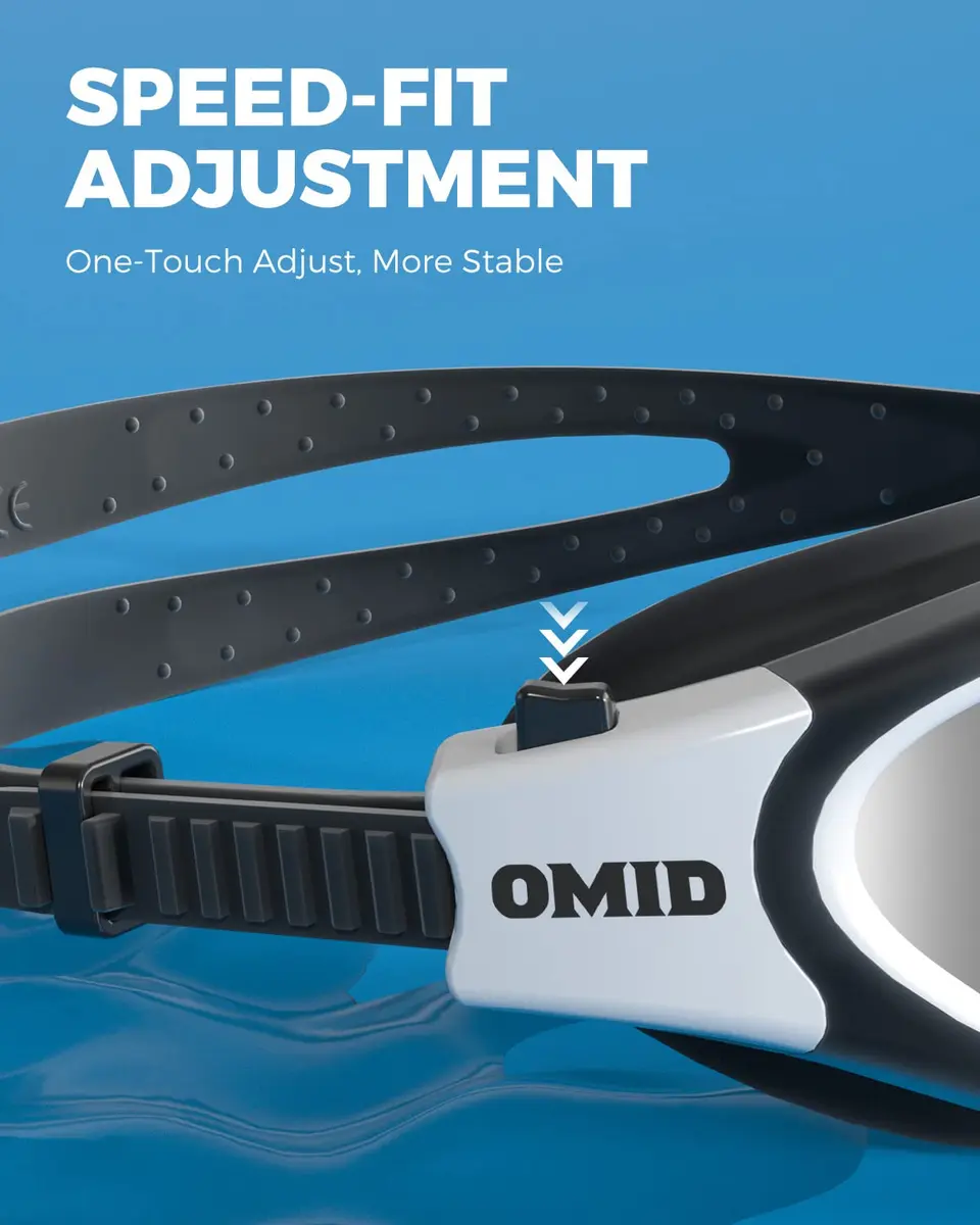 OMID Polarized Swim Goggles with Anti-Fog & UV Protection | Silver Lens, Black/White Frame (1.93 in Height) - view 7