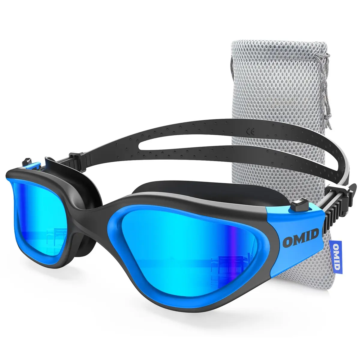 OMID Polarized Swim Goggles with Anti-fog & UV Protection, Blue Frame Blue Lens (156 g / 0.15 lb) - main product image