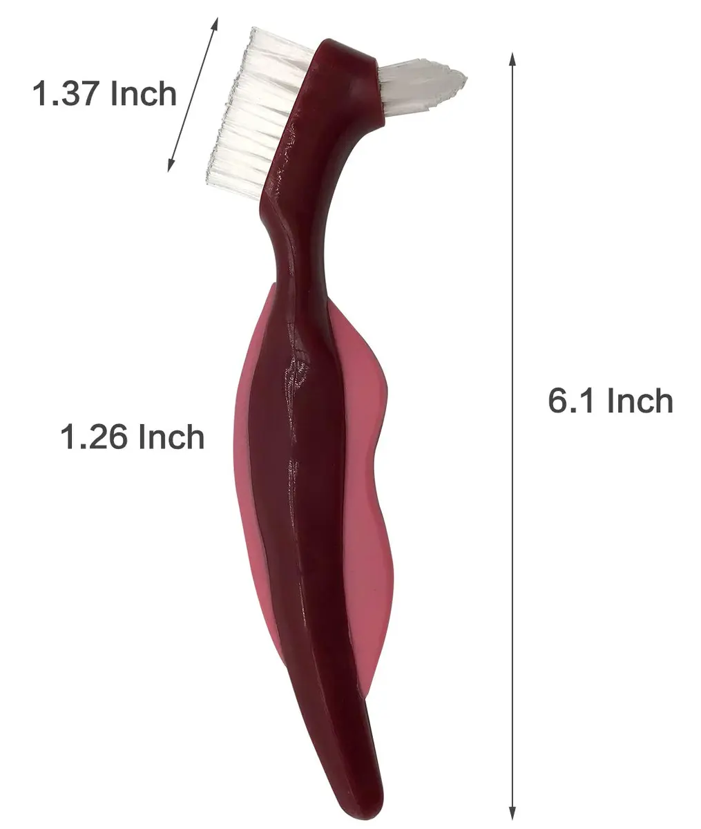 Uouovo Premium Hard Denture Brush Toothbrush 2-Pack | Double-Sided Bristles for Effective Denture Cleaning - view 5