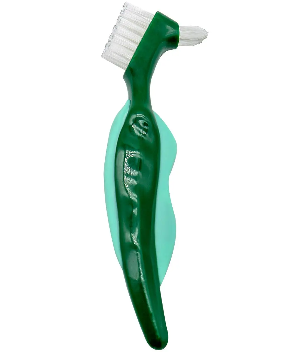 Uouovo Premium Hard Denture Brush Toothbrush 2-Pack | Double-Sided Bristles for Effective Denture Cleaning - view 3