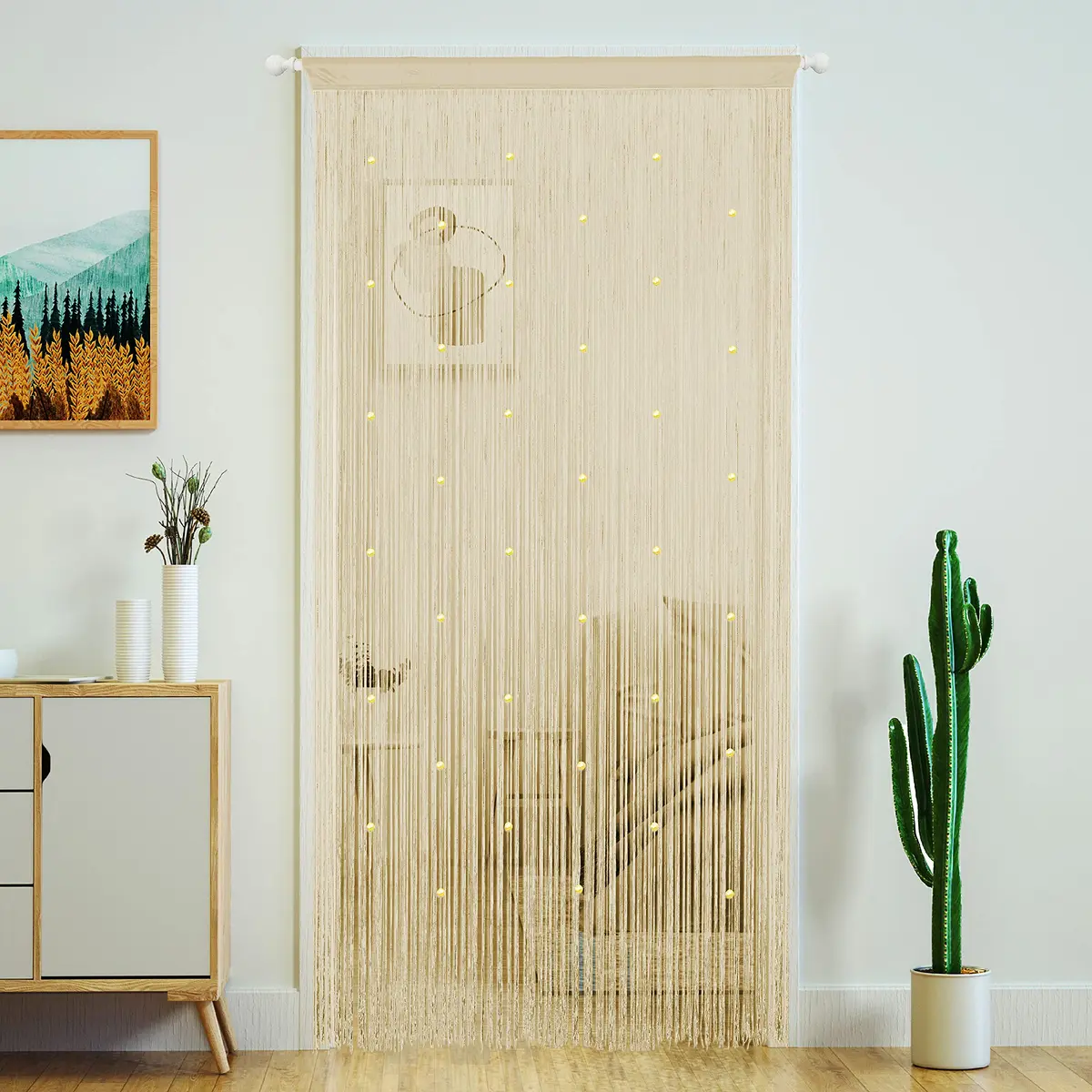 YaoYue Beaded Door String Curtain 39"W x 110"L | Elegant Room Divider & Doorway Decor - main product image