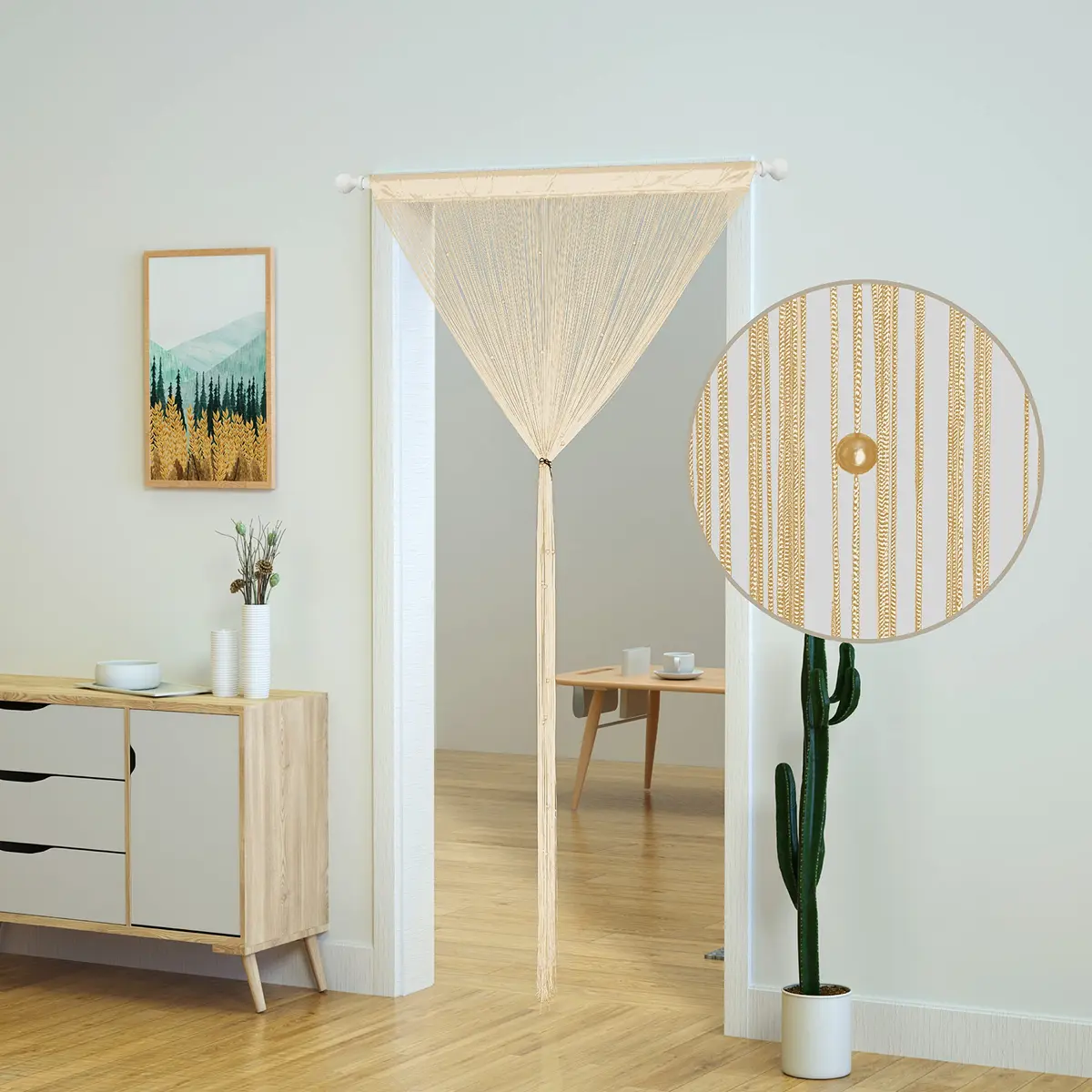 YaoYue Beaded Door String Curtain 39"W x 110"L | Elegant Room Divider & Doorway Decor - view 2
