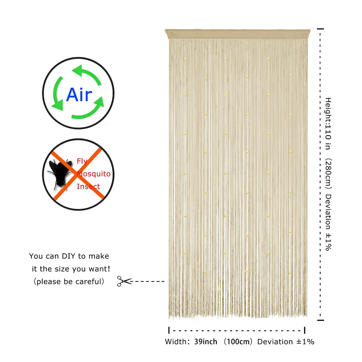 YaoYue Beaded Door String Curtain 39"W x 110"L | Elegant Room Divider & Doorway Decor - view 4