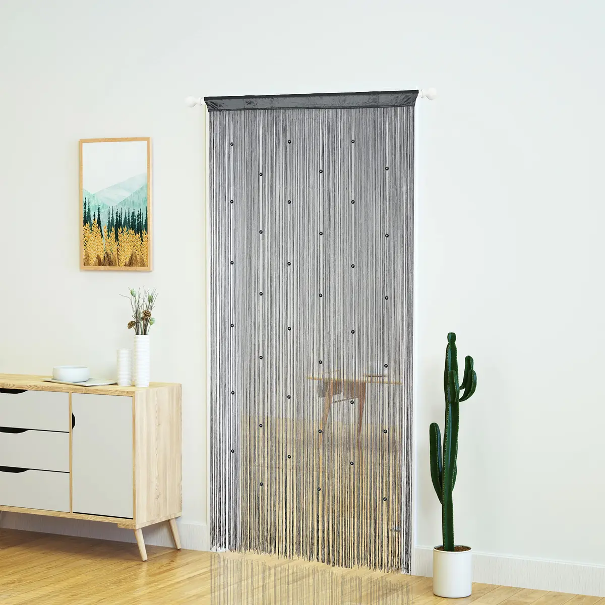 YaoYue Beaded Door String Curtain 39"W x 110"L | Eco-friendly Polyester, Room Divider & Doorway Decor - view 3