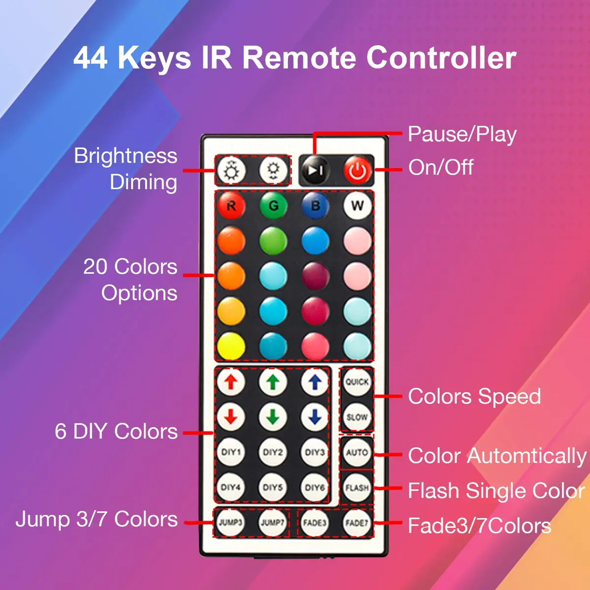DAYBETTER 32.8 ft LED Strip Lights Color Changing | Remote & Power Supply Kit for Indoor Use - view 5