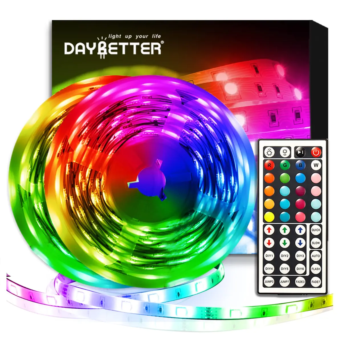 DAYBETTER 32.8 ft LED Strip Lights Color Changing | Remote & Power Supply Kit for Indoor Use - main product image