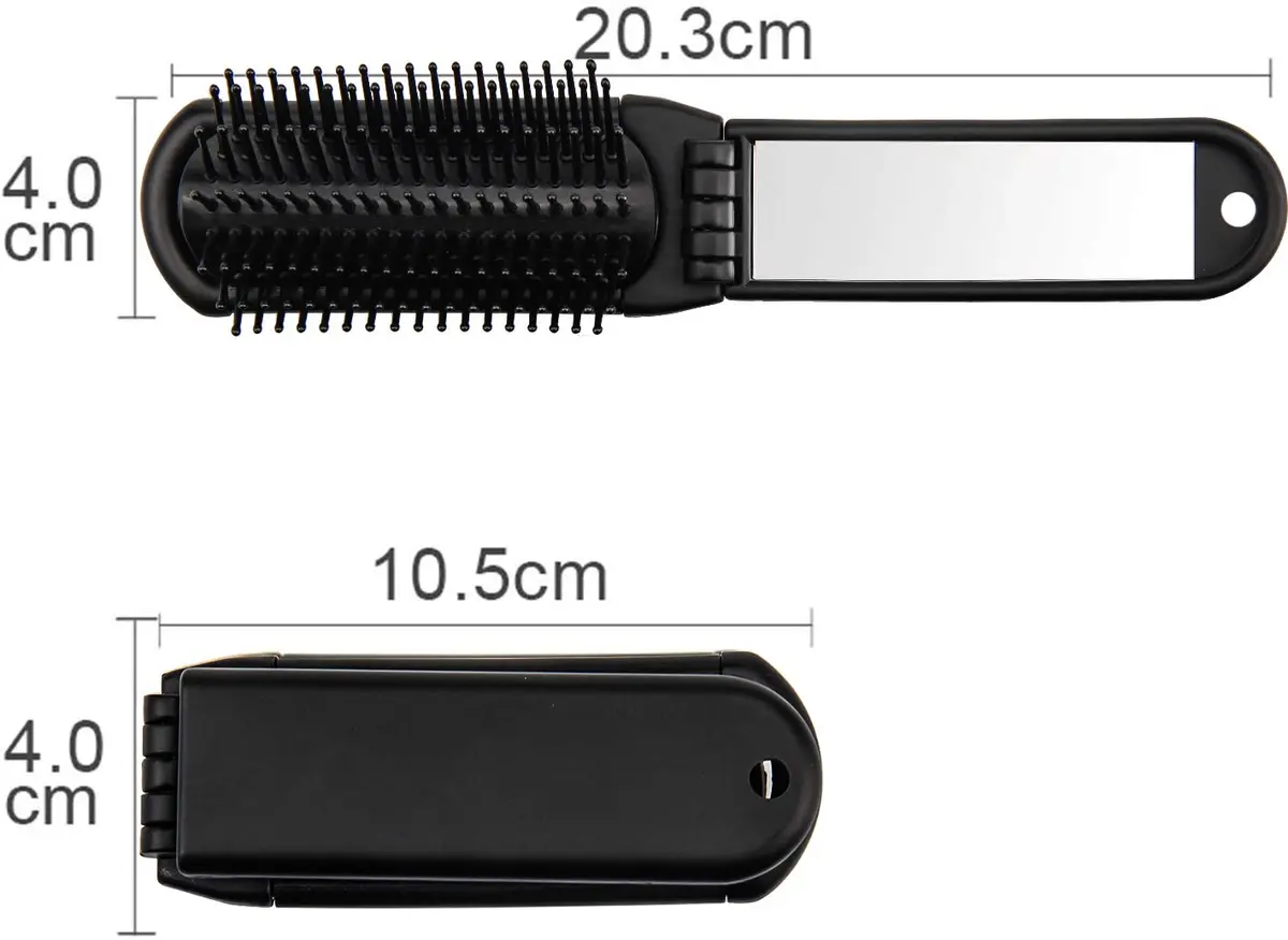 Ancable Travel Hair Brush for Women, Mini Folding Hair Brush for Wet & Dry, Ultrasoft Small Pocket Mirror Brush for All Hair Types, Black - view 5