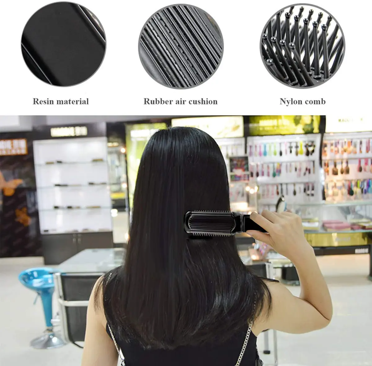 Ancable Travel Hair Brush for Women, Mini Folding Hair Brush for Wet & Dry, Ultrasoft Small Pocket Mirror Brush for All Hair Types, Black - view 6
