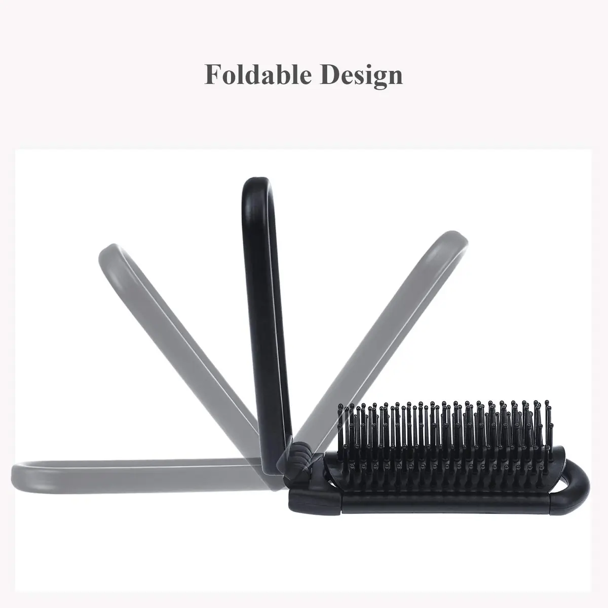 Ancable Travel Hair Brush for Women, Mini Folding Hair Brush for Wet & Dry, Ultrasoft Small Pocket Mirror Brush for All Hair Types, Black - view 2