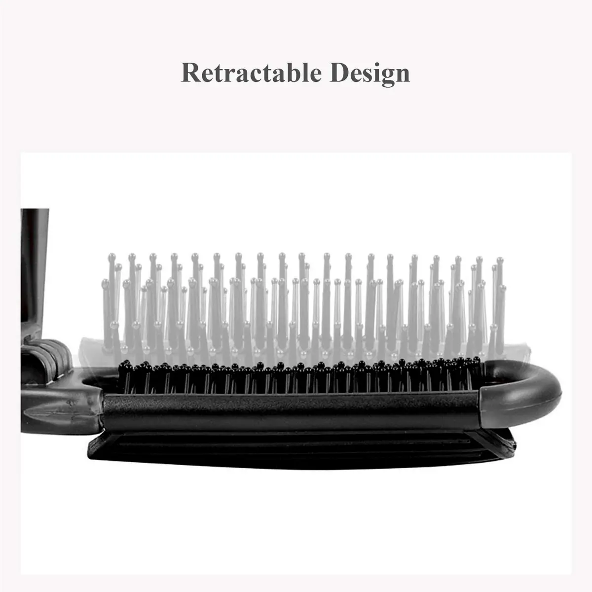 Ancable Travel Hair Brush for Women, Mini Folding Hair Brush for Wet & Dry, Ultrasoft Small Pocket Mirror Brush for All Hair Types, Black - view 3