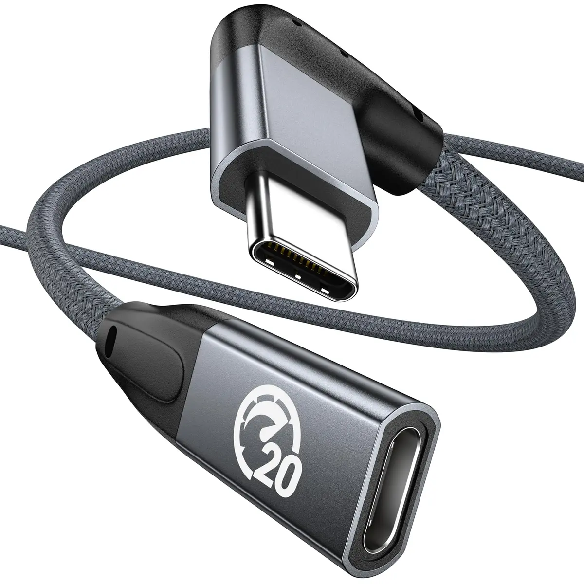 UseBean 90 Degree USB C Extension Cable 1.6FT (0.49m) | USB 3.2 Gen 2 20Gbps 100W PD 4K@60Hz - main product image