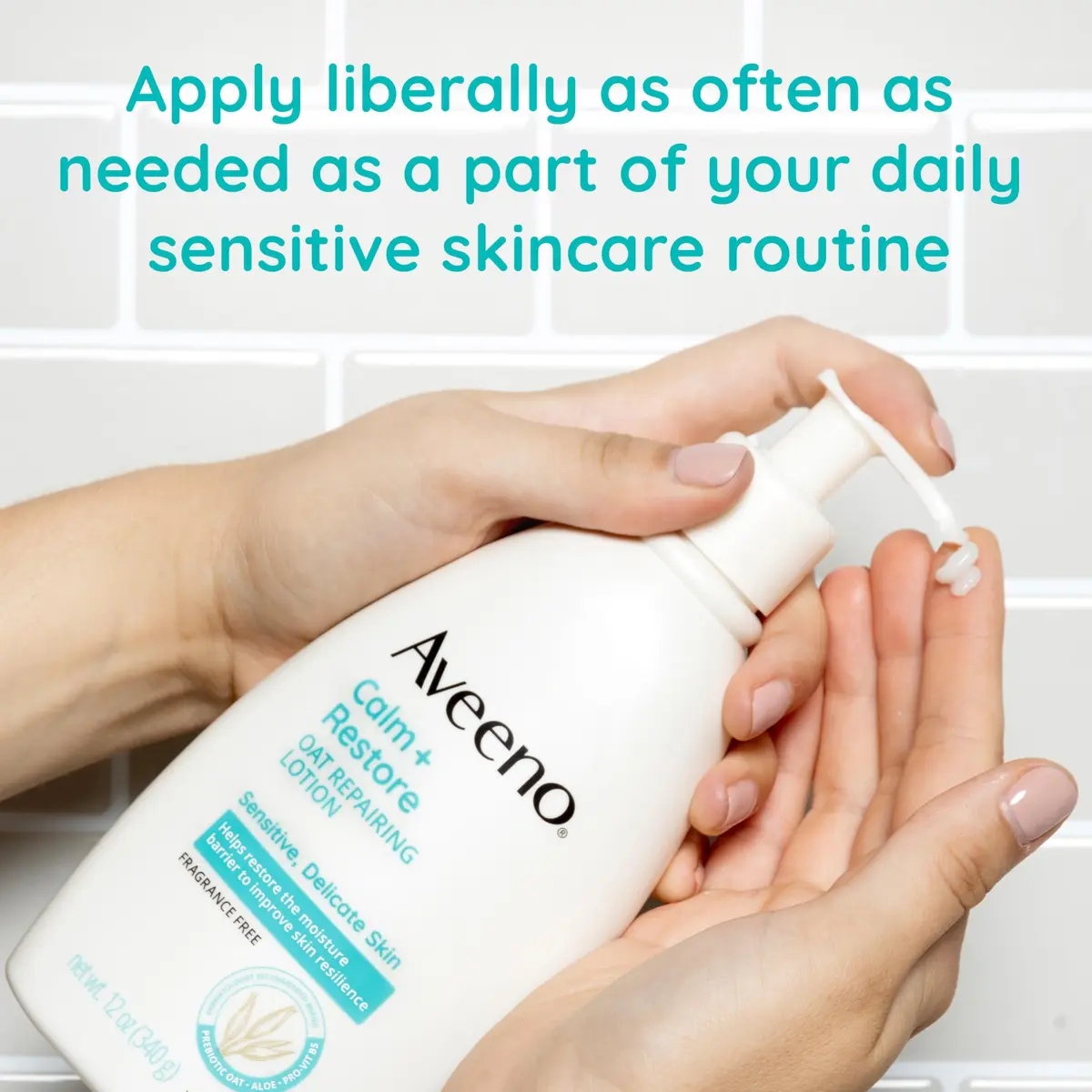 Aveeno Calm + Restore Repairing Body Lotion 12 oz | Fragrance-Free Sensitive Skin Moisturizer - view 5