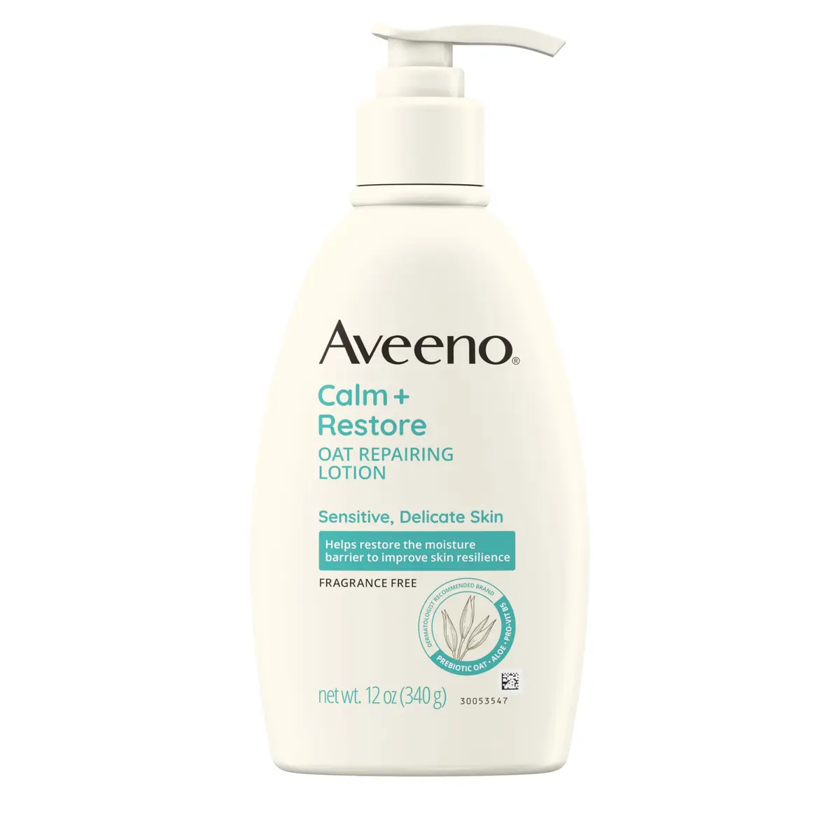 Aveeno Calm + Restore Repairing Body Lotion 12 oz | Fragrance-Free Sensitive Skin Moisturizer - main product image