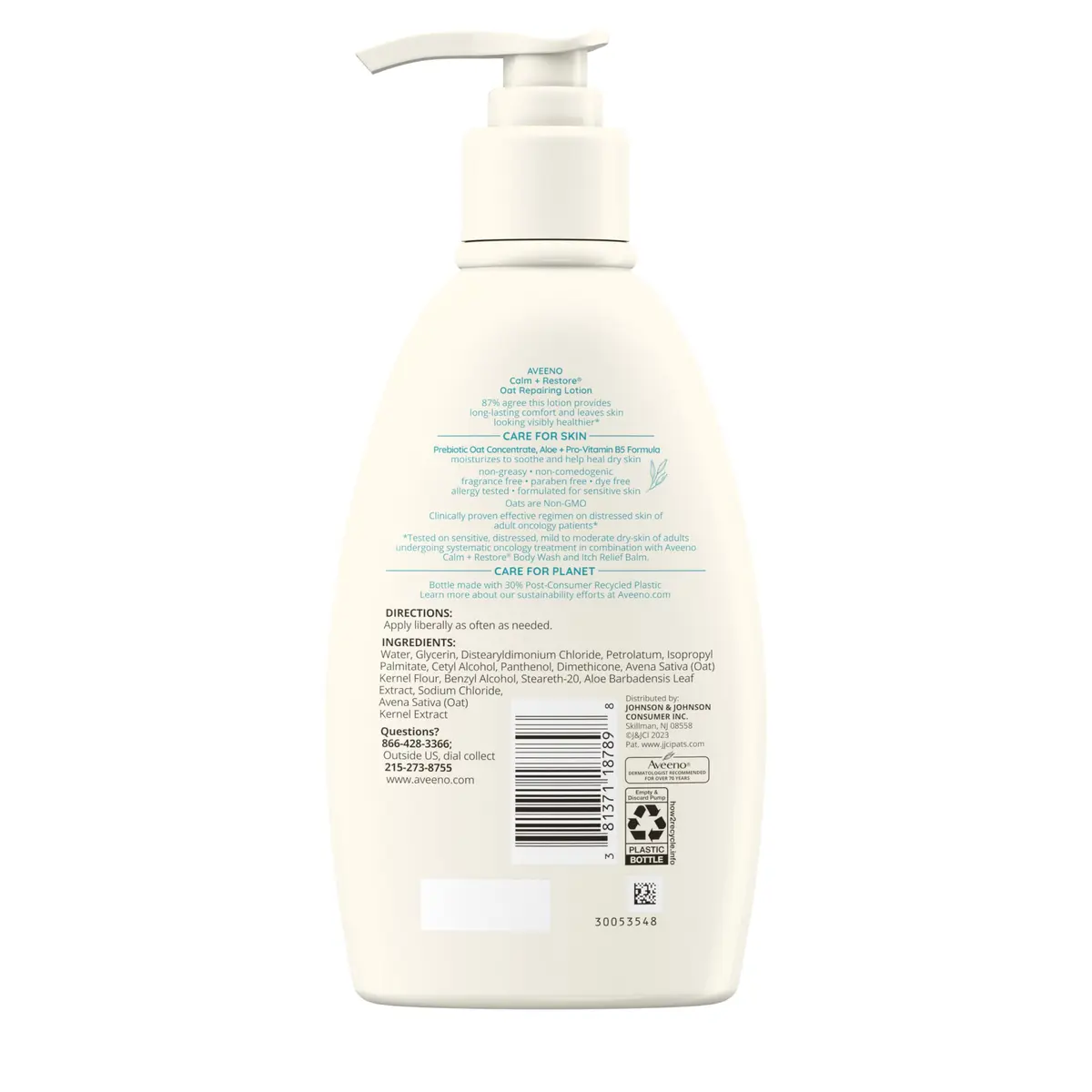 Aveeno Calm + Restore Repairing Body Lotion 12 oz | Fragrance-Free Sensitive Skin Moisturizer - view 9