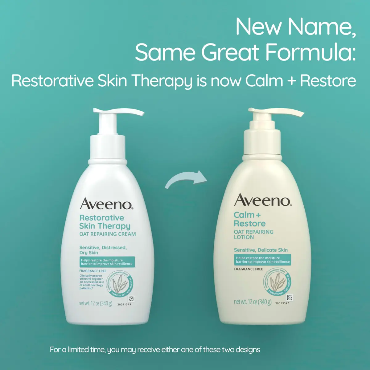 Aveeno Calm + Restore Repairing Body Lotion 12 oz | Fragrance-Free Sensitive Skin Moisturizer - view 2