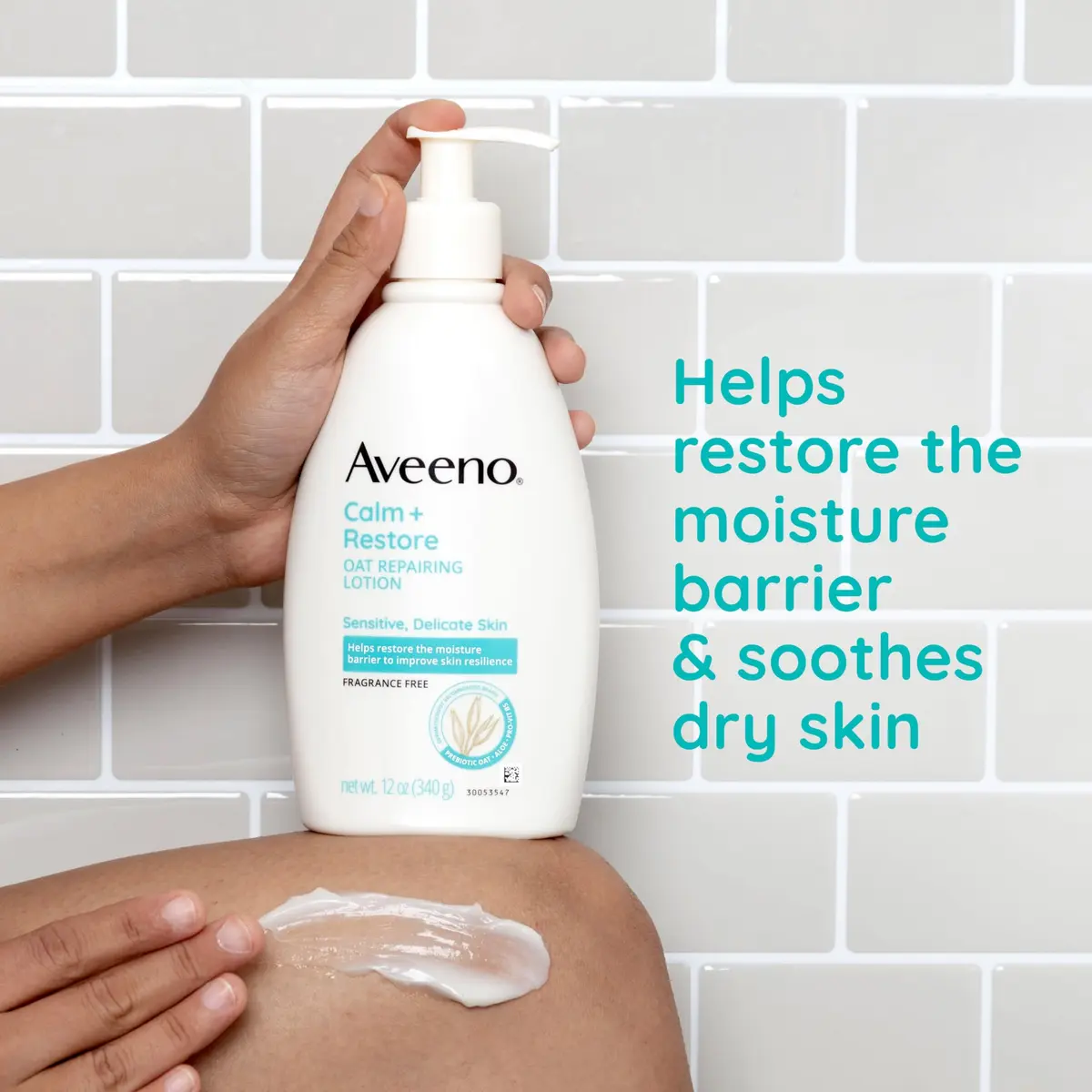 Aveeno Calm + Restore Repairing Body Lotion 12 oz | Fragrance-Free Sensitive Skin Moisturizer - view 3