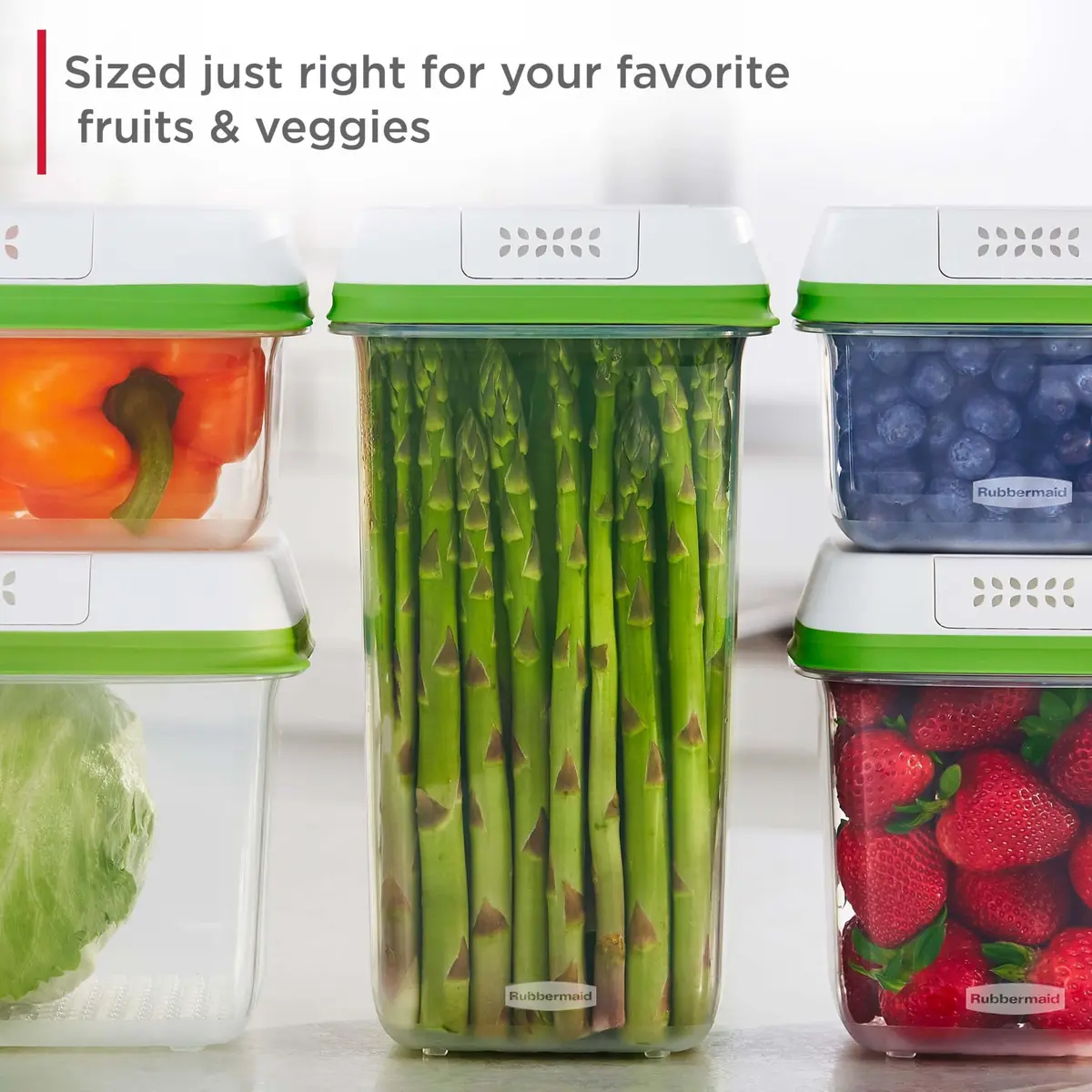 Rubbermaid FreshWorks Produce Saver Food Storage Containers, 8-Piece Set, 41.2 Cup Total Capacity | Keeps Produce Fresher Longer - view 5