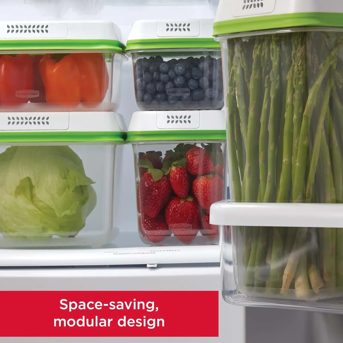 Rubbermaid FreshWorks Produce Saver Food Storage Containers, 8-Piece Set, 41.2 Cup Total Capacity | Keeps Produce Fresher Longer - view 3