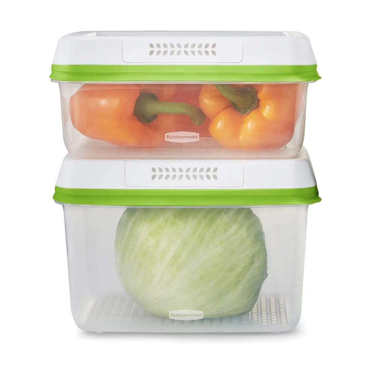 Rubbermaid FreshWorks Produce Saver Food Storage Containers, 4-Piece Set, 2.67L (11.3 Cup) & 5.35L (18.1 Cup) | Keeps Produce Fresher Longer with FreshVent Technology - main product image