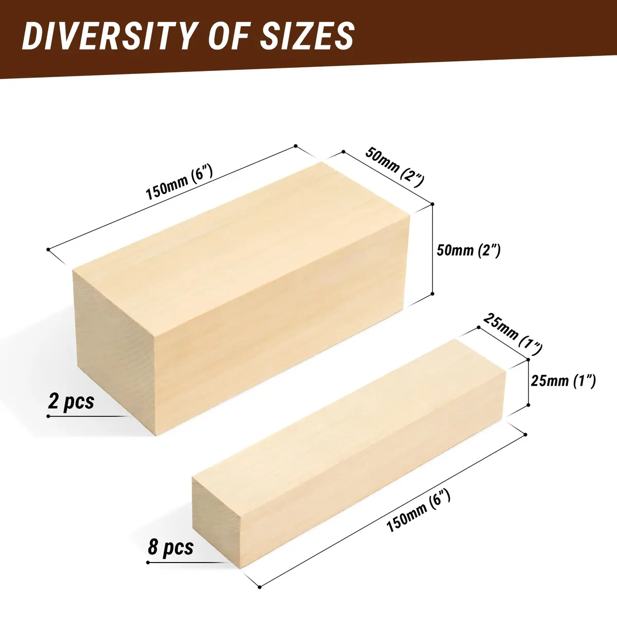 BeaverCraft Basswood Carving Blocks Set BW 10 PCS | Soft Basswood for Crafts & Whittling - view 3