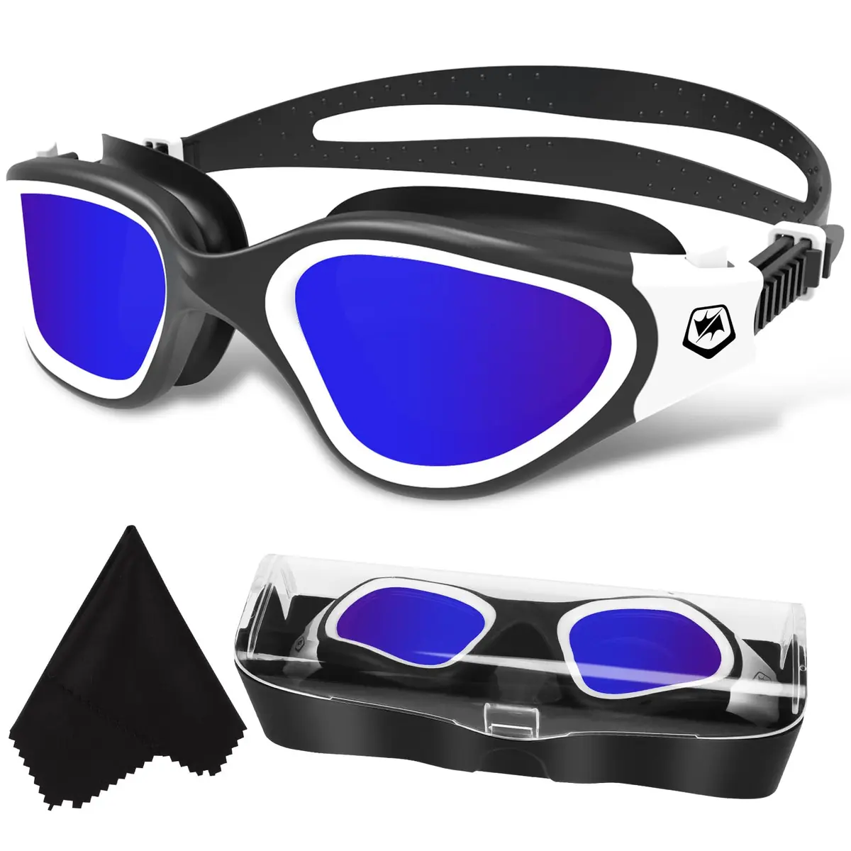 WIN.MAX Polarized Anti-Fog Swimming Goggles with UV Protection & Case | Blue/Black - main product image