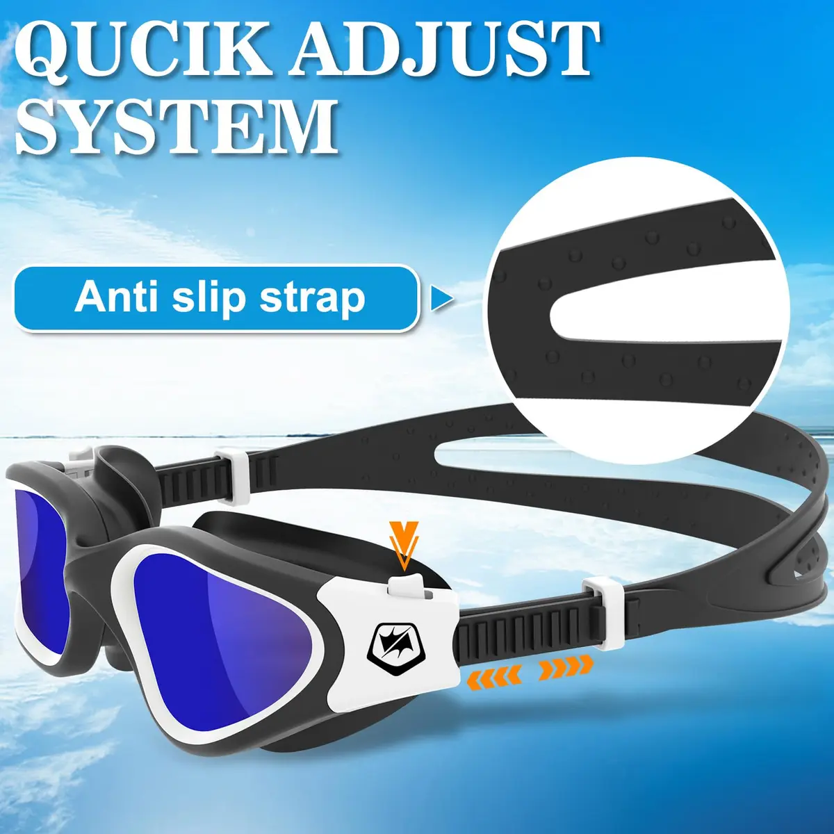 WIN.MAX Polarized Anti-Fog Swimming Goggles with UV Protection & Case | Blue/Black - view 5
