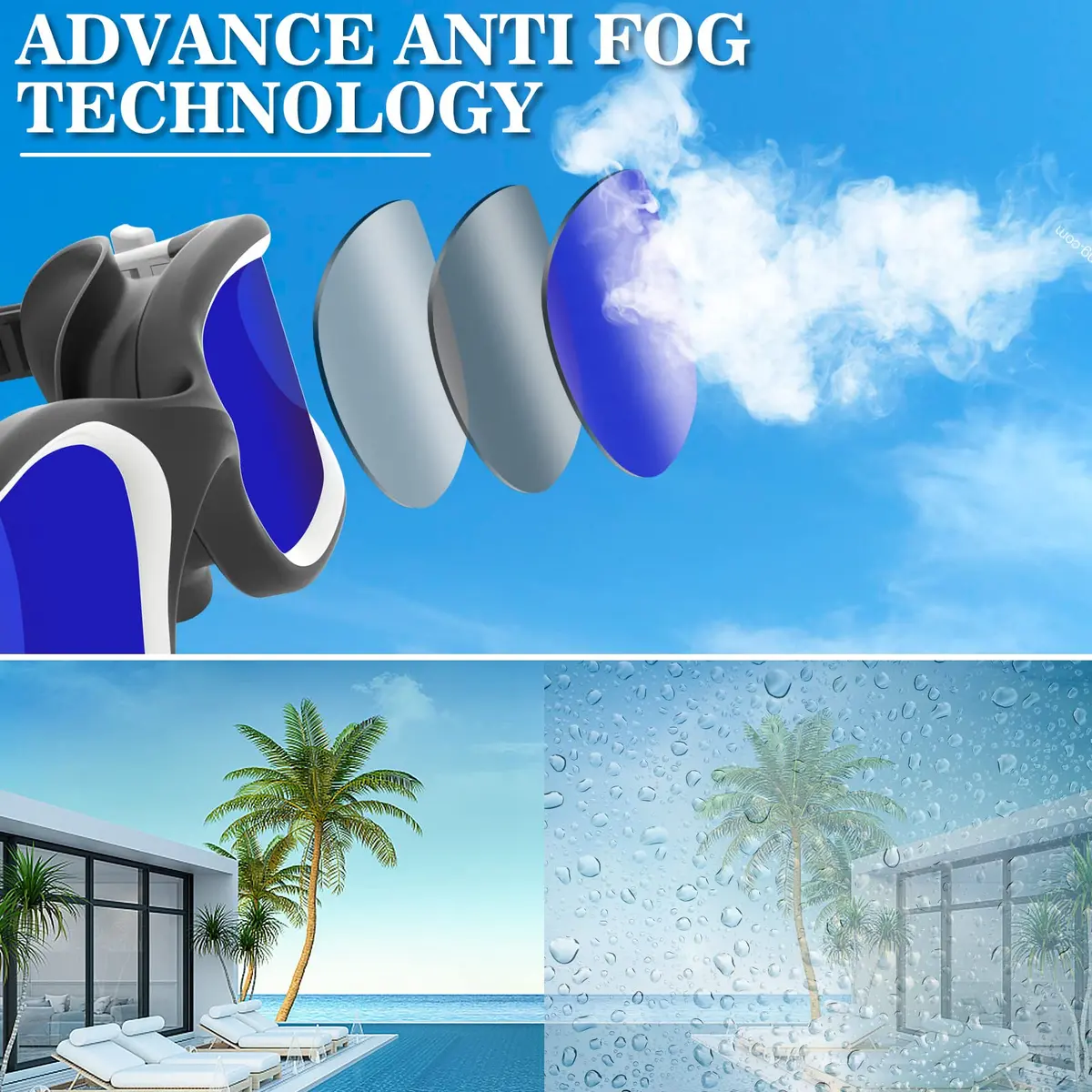 WIN.MAX Polarized Anti-Fog Swimming Goggles with UV Protection & Case | Blue/Black - view 6