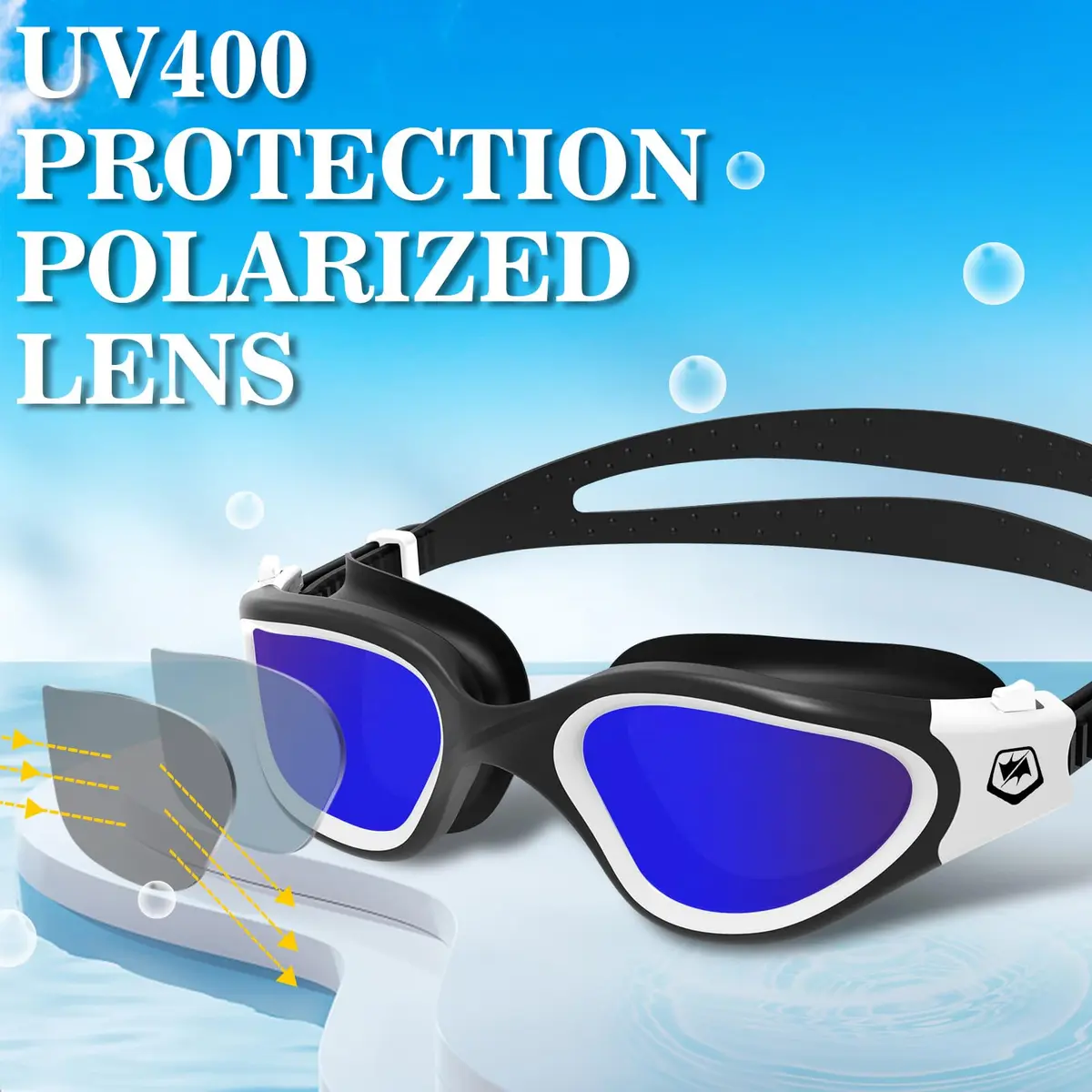 WIN.MAX Polarized Anti-Fog Swimming Goggles with UV Protection & Case | Blue/Black - view 2
