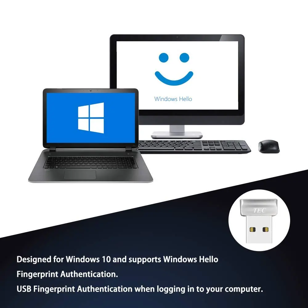 TEC Mini USB Fingerprint Reader for Windows 11/10 Hello, TE-FPA2 Biometric Fingerprint Scanner Dongle | Password-Free Login & File Encryption - view 6
