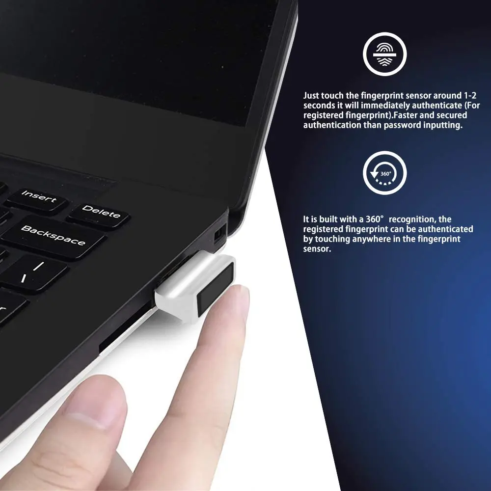 TEC Mini USB Fingerprint Reader for Windows 11/10 Hello, TE-FPA2 Biometric Fingerprint Scanner Dongle | Password-Free Login & File Encryption - view 7