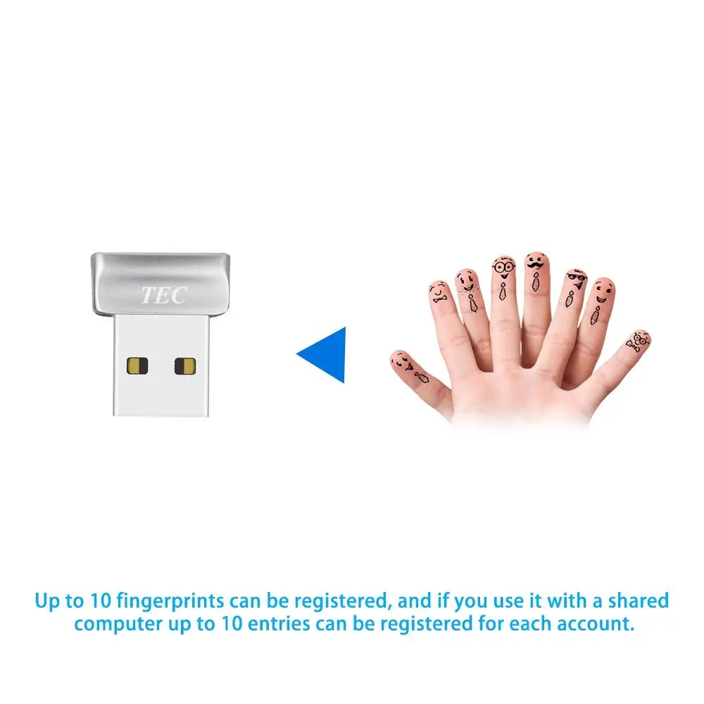 TEC Mini USB Fingerprint Reader for Windows 11/10 Hello, TE-FPA2 Biometric Fingerprint Scanner Dongle | Password-Free Login & File Encryption - view 9