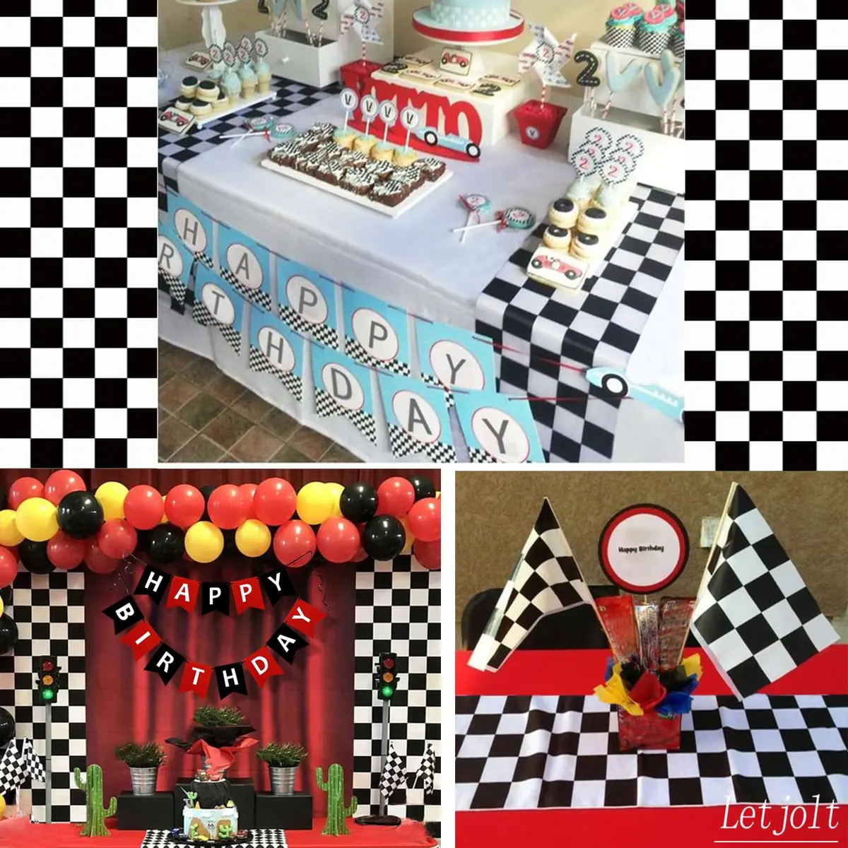 Letjolt Black Checkerboard Table Runner Racing Theme 12x108 Inches | Classic Checkered Design for Parties & Events - view 7