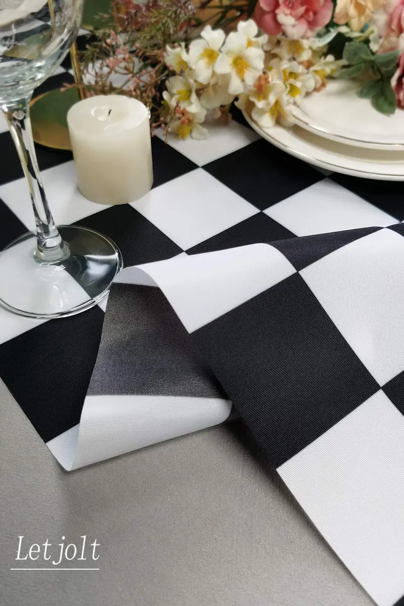 Letjolt Black Checkerboard Table Runner Racing Theme 12x108 Inches | Classic Checkered Design for Parties & Events - view 3