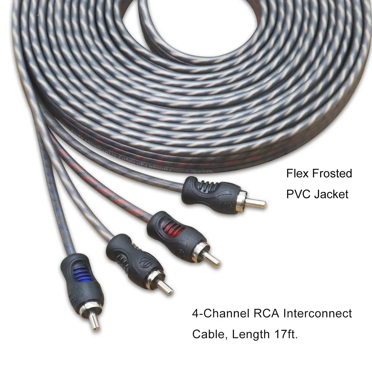 RECOIL Echo Series 17ft (5.18m) 4 Channel RCA Audio Cable | Twisted Pair Noise Reduction - view 5