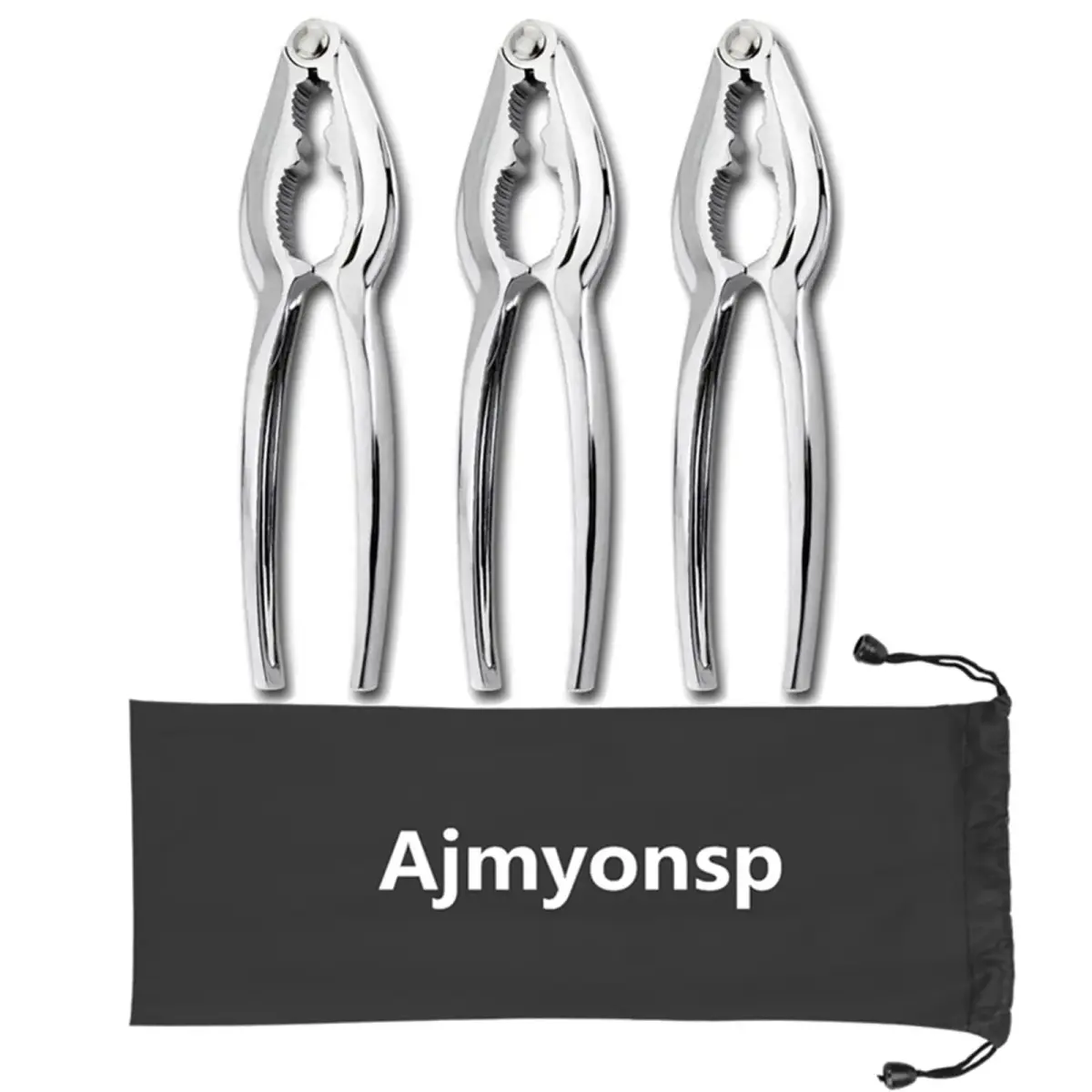 Ajmyonsp 3-Piece Stainless Steel Crab & Nut Cracker Set with Storage Bag | Heavy Duty Zinc Alloy Tools - main product image