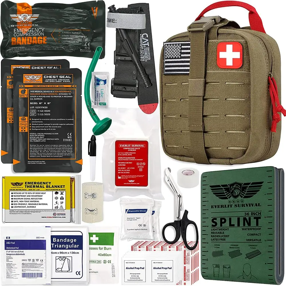 EVERLIT Advanced Emergency Trauma Kit, 92 Piece Set | Military-Grade First Aid for Outdoors & Disasters - main product image