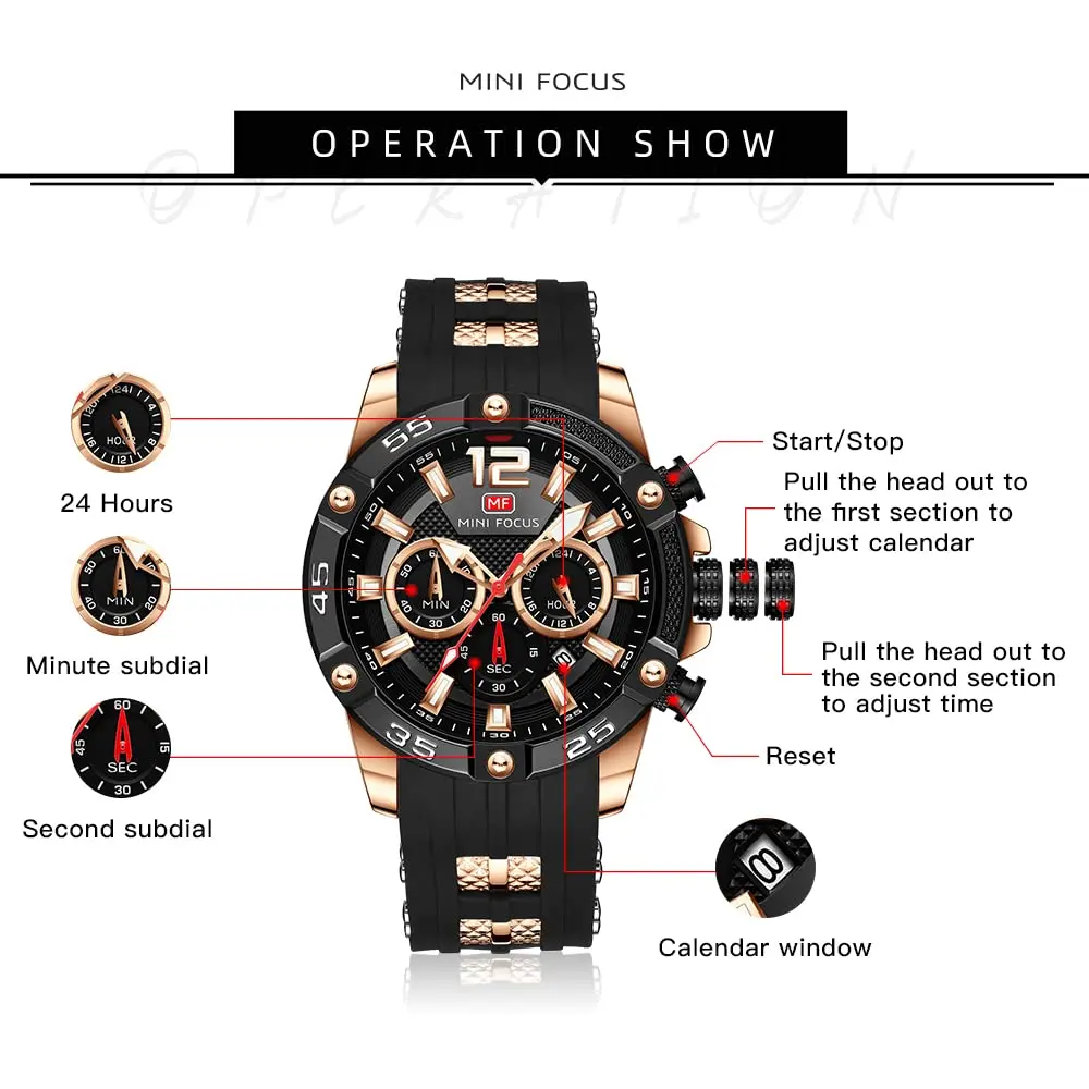 MF MINI FOCUS Men Watches Chronograph Waterproof Luminous Calendar 47mm | Casual Sport Watch for Men - view 5