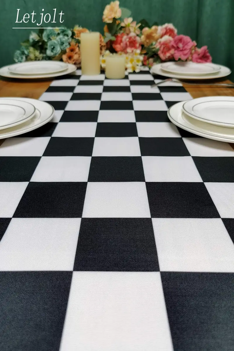 Letjolt Black White Checkered Table Runner 12 x 72 inches Racing Party - view 6