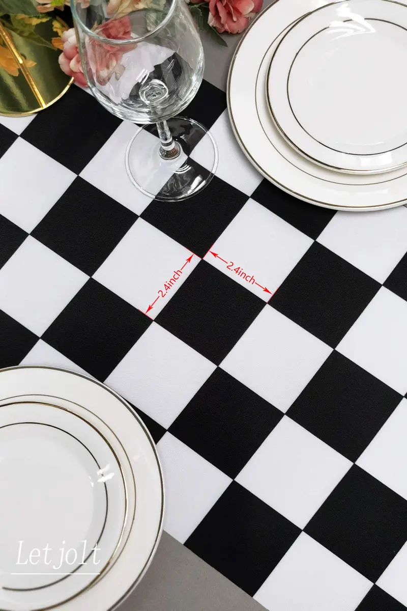 Letjolt Black White Checkered Table Runner 12 x 72 inches Racing Party - view 4